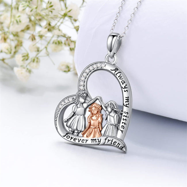 925 Sterling Silver Sister Forever In My Heart New Fashion Jewelry Necklace  | eBay