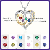 Sterling Silver Personalized Name Birthstones Heart Pendant Necklace