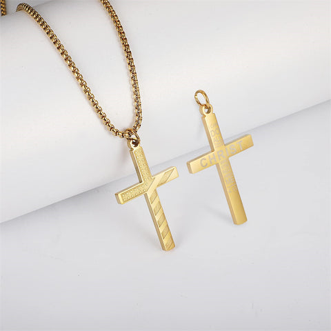 Stainless Steel American Flag Cross Pendant Necklace for Men