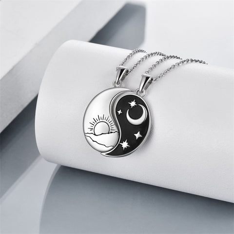 Sterling Silver Yin Yang Sun Moon Mountain Tree of Life Couple Necklaces