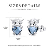 Sterling Silver Highland Cow Stud  Earrings