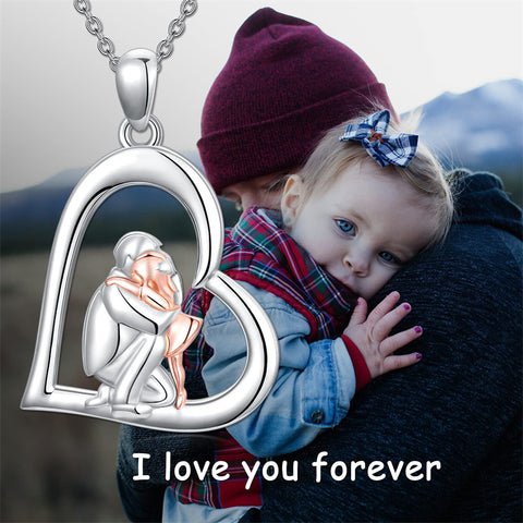 Sterling Silver Father Daughter Heart Pendant Necklace from Dad Gift for Daughter