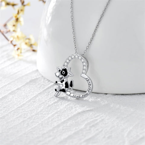 Sterling Silver Cow Pendant Necklace