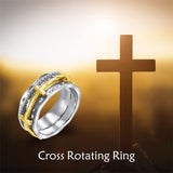 Cross Fidget Rings for Anxiety 925 Sterling Silver Cross Spinner Rings for Women Anti Stress Mood Rings Gifts