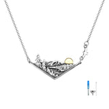 Sterling Silver 3D Mountain Range & Valley Sunset Urn Necklace for Ashes