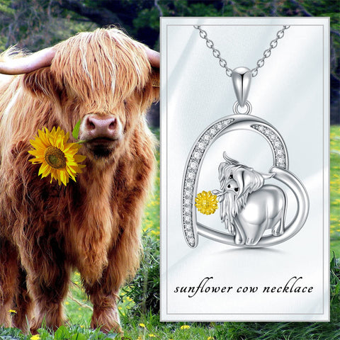 Sterling Silver Highland Cow Necklace