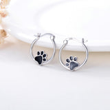 Sterling Silver Paw Small Hoop Earrings