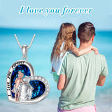 Sterling Silver Father Daughter Necklace Crystal Heart Pendent Necklace