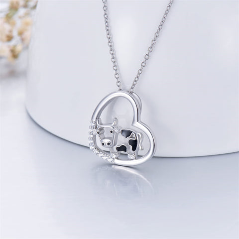 Sterling Silver Cow Pendant Necklace