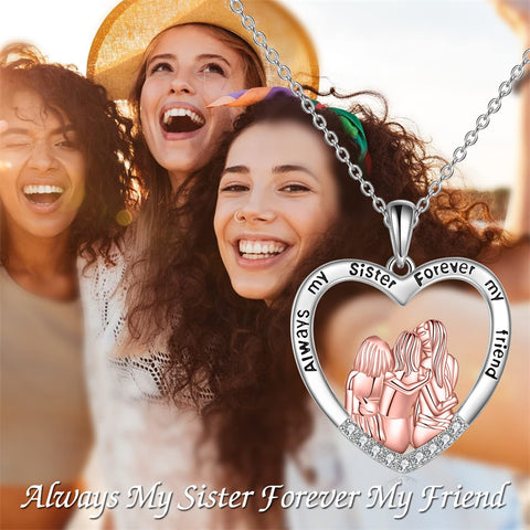 Sterling Silver Sister Pendant Necklace Engraved With ?¡ãAlways My Sister forever My Friend