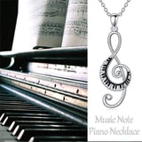 Sterling Silver Piano Music Note Dancer Pendant Necklace