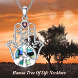 Sterling Silver Hamsa Fatim Blue Eye Pendant  Necklace