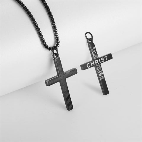 Stainless Steel American Flag Cross Pendant Necklace for Men