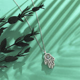 Evil Eye Hamsa Hand Urn Necklace for Women Sterling Silver Abalone Shell Protection Memory Jewelry Gift