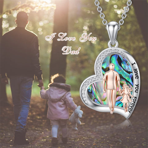 Sterling Silver Father Daughter Heart Pendant Necklace from Dad Gift for Daughter