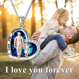 Sterling Silver Father Daughter Necklace Crystal Heart Pendent Necklace