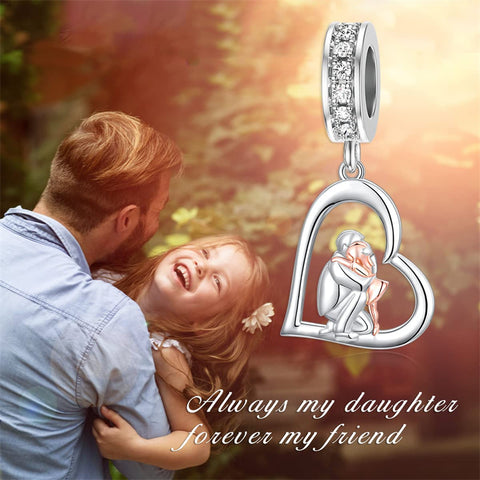 Sterling Silver Father Daughter Charm Beads