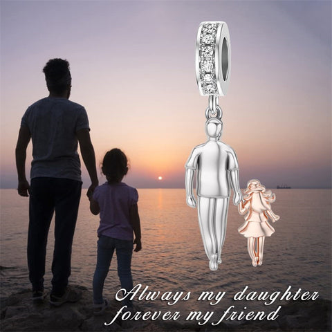 Sterling Silver Father Daughter Charm Beads