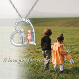 Sterling Silver Brother Sister Pendant Necklace With Engraved