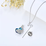 Animal Crystal Urn Necklace For Ashes Sterling Silver Peacock Cremation Necklace Heart Teardrop Urn Holder Necklaces For Women Memorial Jewelry