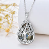 Tree Life Labradorite Necklace 925 Sterling Silver Tree Wrapped Natural Stones Pendant Jewelry Birthday Mothers Day Gifts For Women