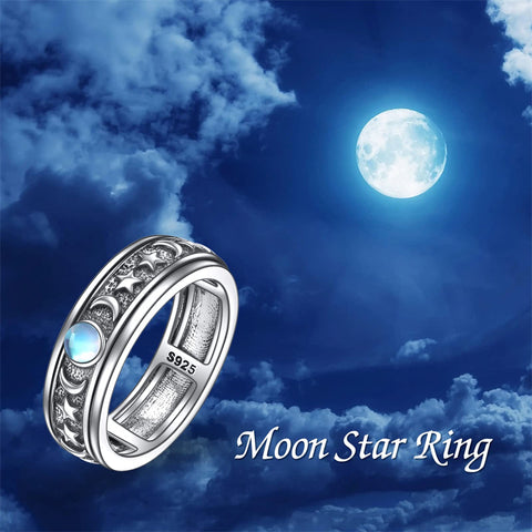 Sterling Silver Claddagh Moon And Star Anxiety Spinner Ring