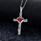 Birthstone Cross Necklaces for Women Sterling Silver I Love You Heart Cross Pendant Necklace