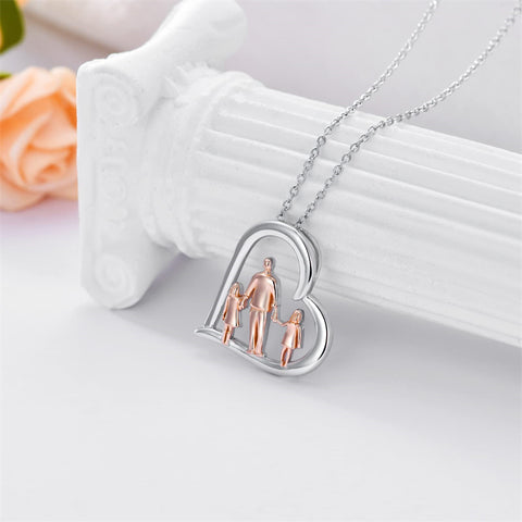 Sterling Silver Father Daughter Heart Pendant Necklace from Dad Gift for Daughter