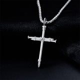 Sterling Silver Cross Pendant Necklace with Stainless Steel Chain for Men