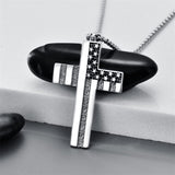 Sterling Silver American Flag Patriot & Cross Pendant Necklace for Men