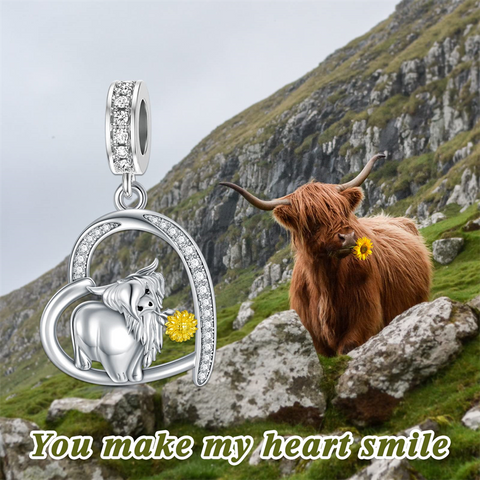 Sterling Silver Highland Cow Charm Beads