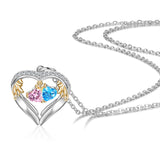 Sterling Silver Personalized Birthstone & Name Heart Shaped Pendant Necklace