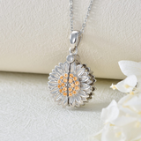 Sterling Silver Sunflower Pendant Necklace with Engraved Message