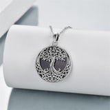 Tree of Life Necklace 925 Sterling Silver Abalone Shell Celtic Knot Pendant Necklace for Women Jewelry