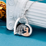 Sterling Silver Tiger and Girl Pendant Necklace