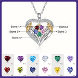 Sterling Silver Personalized Birthstone & Name Heart Shaped Pendant Necklace