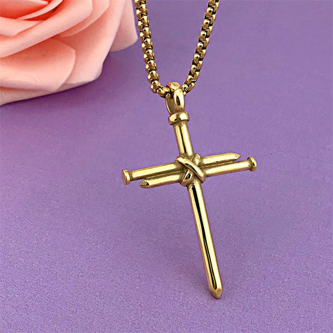 Stainless Steel Cross Pendant Necklace for Men