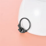 Sterling Silver CZ Rose Flower Cremation Urn Ring Ashes