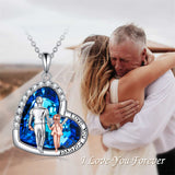 Sterling Silver Father Daughter Necklace Crystal Heart Pendent Necklace