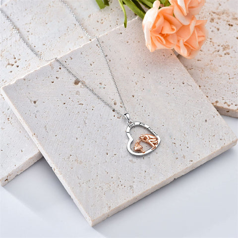 Sterling Silver Father Daughter Heart Pendant Necklace from Dad Gift for Daughter