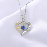 Sterling Silver Personalized Name Birthstones Heart Pendant Necklace