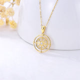 14K Gold Compass Pendant Necklace