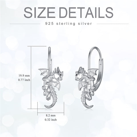 Sterling Silver Dragon Leverback Earrings