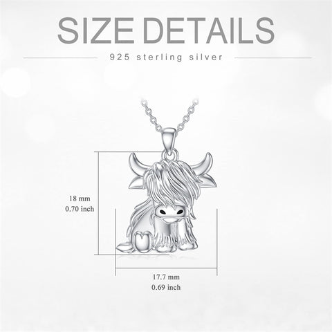 Sterling Silver Highland Cow Necklace