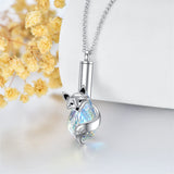 Crystal Urn Necklace For Ashes Sterling Silver Fox Cremation Necklace Heart Teardrop Urn Holder Necklaces For Women Memorial Jewelry