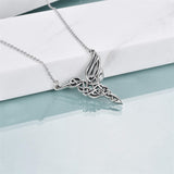Hummingbird Necklace Sterling Silver Celtic Knot Pendant Viking Jewelry Gifts for Women Mom Her
