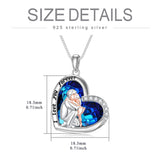 Sterling Silver Father Daughter Necklace Crystal Heart Pendent Necklace