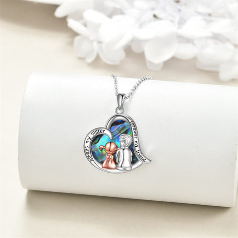 Sterling Silver Brother and Sister Pendant Necklace With Engraved