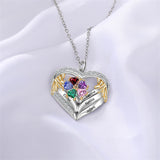 Sterling Silver Personalized Birthstone & Name Heart Shaped Pendant Necklace