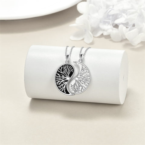 Sterling Silver Yin Yang Sun Moon Mountain Tree of Life Couple Necklaces